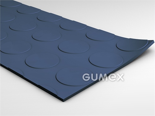 Gummi-Bodenbelag SANTO, 3mm, Breite 1450mm, 75°ShA, SBR, fläche Noppen, -30°C/+70°C, blau, 